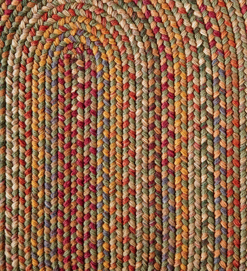 Plow & Hearth Wool Rugs Indoor Living Blue Ridge Wool Braided Oval Rugs, Made In Usa