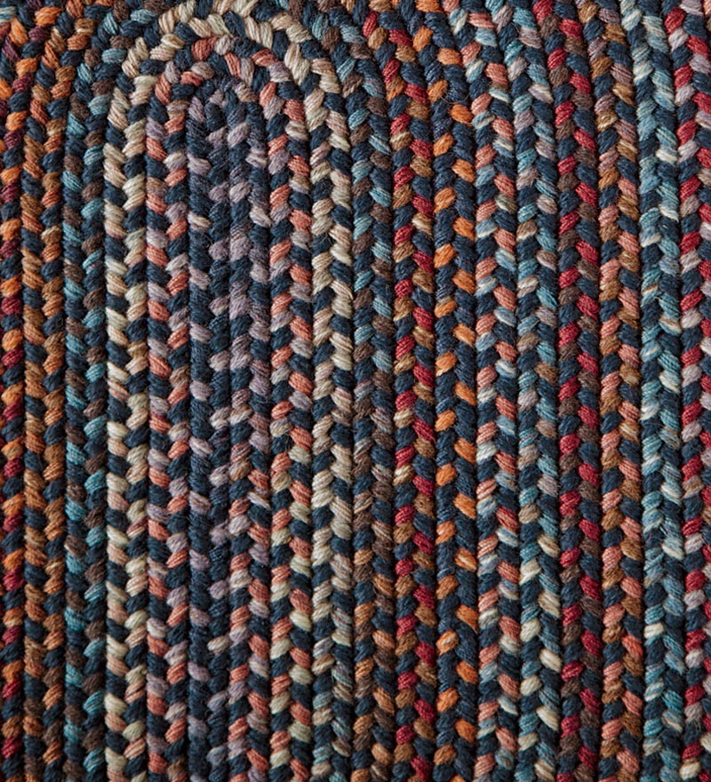 Plow & Hearth Wool Rugs Indoor Living Blue Ridge Wool Braided Oval Rugs, Made In Usa