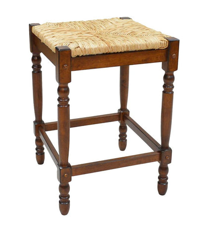 Plow & Hearth Kitchen & Bar Stools Indoor Living 24"-High Counter Stool With Handwoven Rush Seat - Antique Black