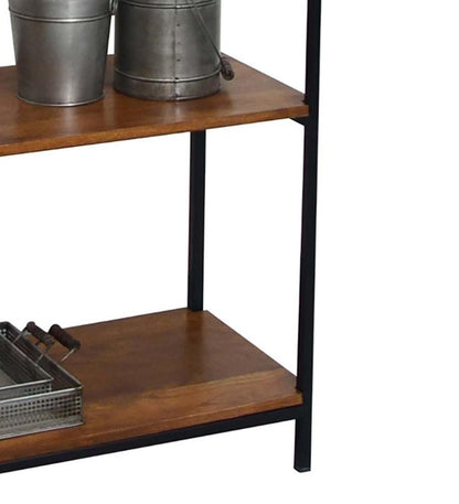 Plow & Hearth Home Office Indoor Living 72"-High Five-Shelf Wood And Metal Bookcase - Chestnut