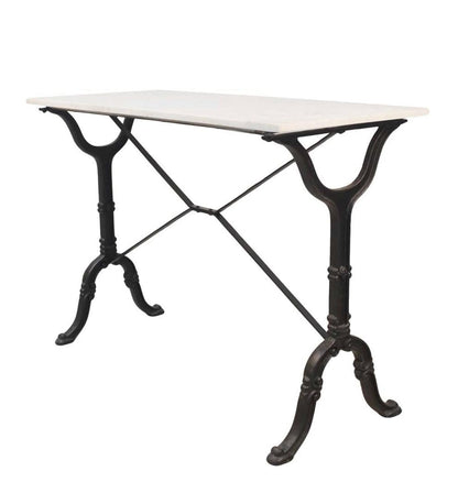 Plow & Hearth Home Office Indoor Living 30"-High Marble-Top Cast Iron Console Table - White