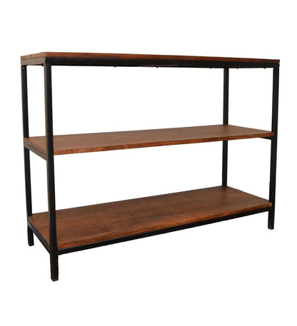Plow & Hearth Accent Tables Indoor Living 30" High Three-Shelf Wood And Metal Bookcase/Console - Chestnut