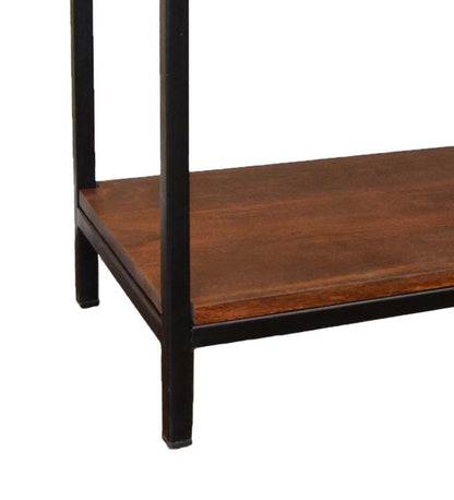 Plow & Hearth Accent Tables Indoor Living 30" High Three-Shelf Wood And Metal Bookcase/Console - Chestnut