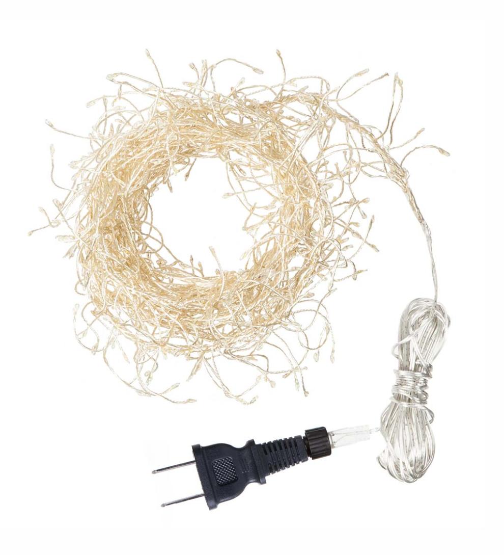 Plow & Hearth Deck & Patio Accents Outdoor Living Electric Cluster Lights, 480 Warm White Leds On Bendable Wire, 10'L - Black