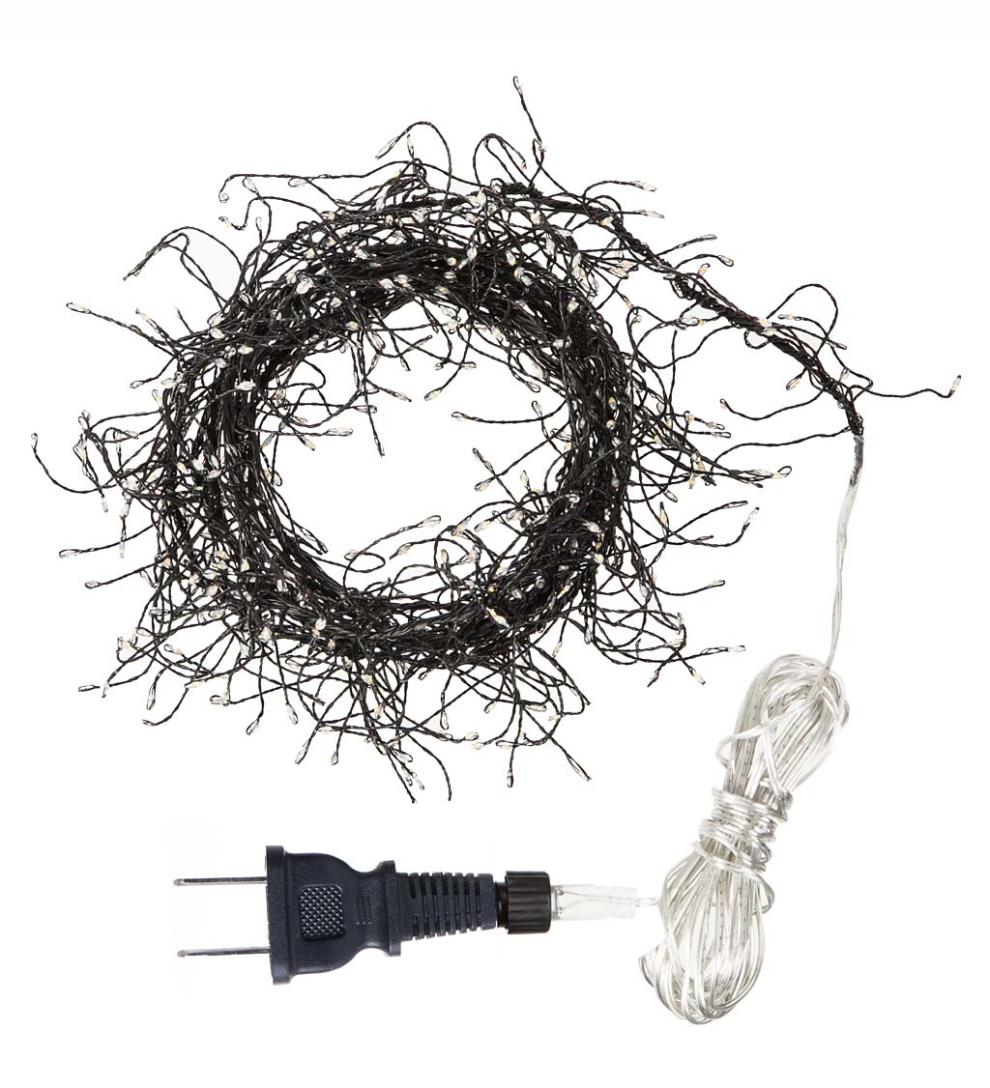 Plow & Hearth Deck & Patio Accents Outdoor Living Electric Cluster Lights, 480 Warm White Leds On Bendable Wire, 10'L - Black