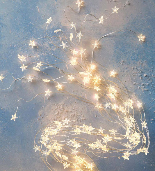 Plow & Hearth Deck & Patio Accents Outdoor Living Electric Bunch Star Lights, 160 Warm White Leds On Bendable Silver Wire, 42"L