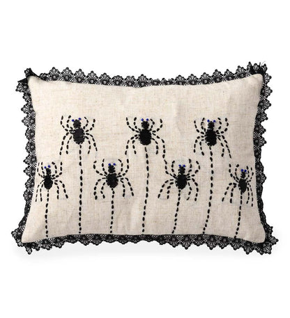 Plow & Hearth Home Accents Indoor Living Lighted Halloween Decorative Throw Pillow - Raven With Jack-O'-Lanterns