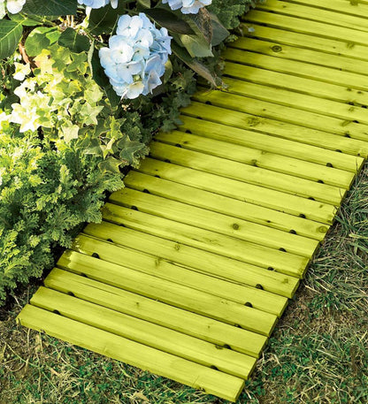 Plow & Hearth Gardenworks® Yard & Garden 12' Mossy Green Portable Roll-Out Straight Hardwood Pathway