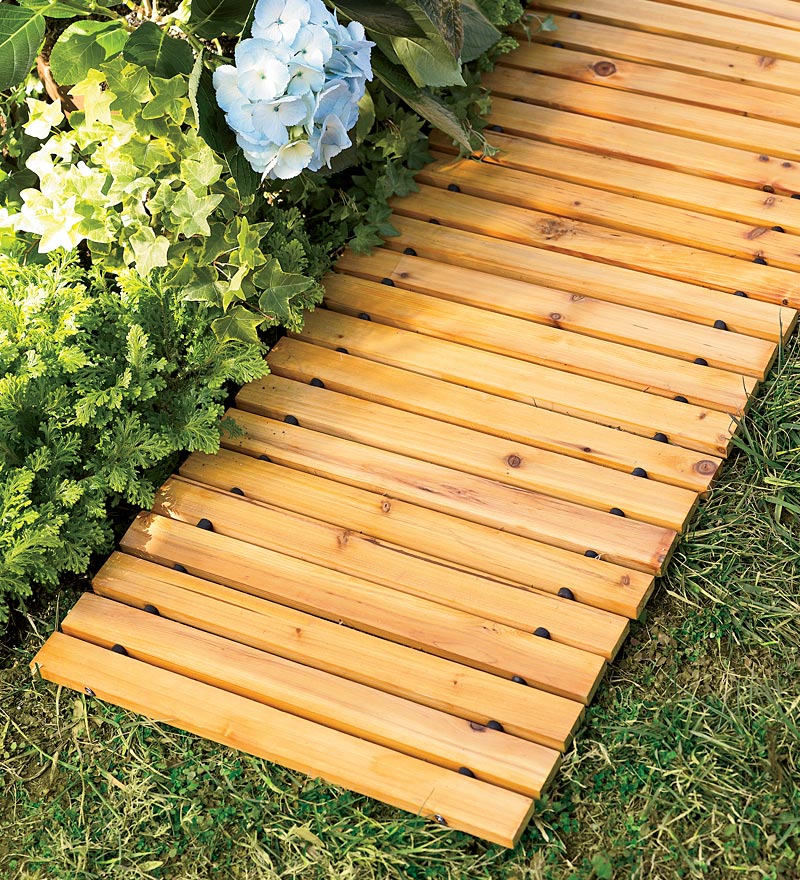 Plow & Hearth Garden Accents Yard & Garden 8' Portable Roll-Out Straight Hardwood Pathway