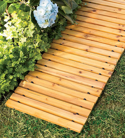 Plow & Hearth Gardenworks® Yard & Garden 6' Portable Roll-Out Straight Hardwood Pathway