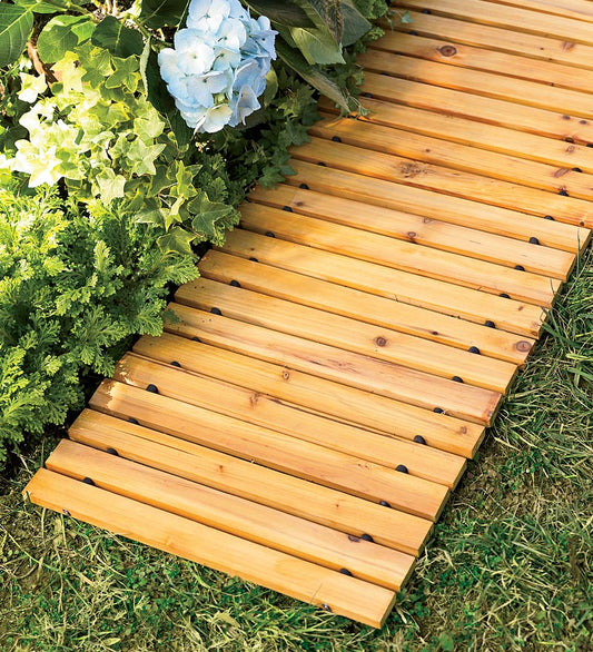 Plow & Hearth Gardenworks® Yard & Garden 6' Portable Roll-Out Straight Hardwood Pathway