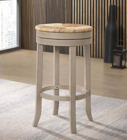 Plow & Hearth Kitchen & Bar Stools Indoor Living 30" Round Rush Seat Swivel Bar Stool - Antique Black