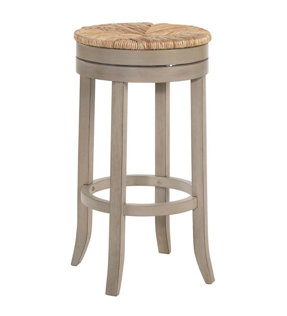 Plow & Hearth Kitchen & Bar Stools Indoor Living 30" Round Rush Seat Swivel Bar Stool - Antique Black