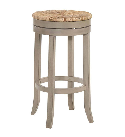 Plow & Hearth Kitchen & Bar Stools Indoor Living 30" Round Rush Seat Swivel Bar Stool - Antique Black