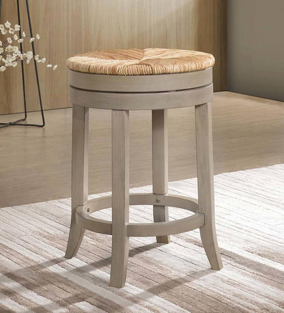 Plow & Hearth Kitchen & Bar Stools Indoor Living 24" Round Rush Seat Swivel Counter Stool - Antique Black