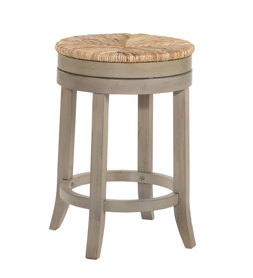 Plow & Hearth Kitchen & Bar Stools Indoor Living 24" Round Rush Seat Swivel Counter Stool - Antique Black