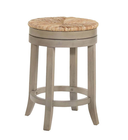Plow & Hearth Kitchen & Bar Stools Indoor Living 24" Round Rush Seat Swivel Counter Stool - Antique Black