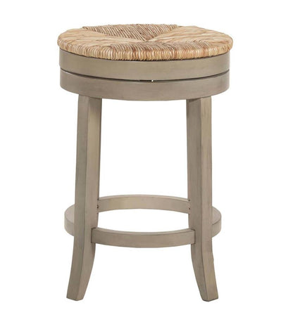 Plow & Hearth Kitchen & Bar Stools Indoor Living 24" Round Rush Seat Swivel Counter Stool - Antique Black
