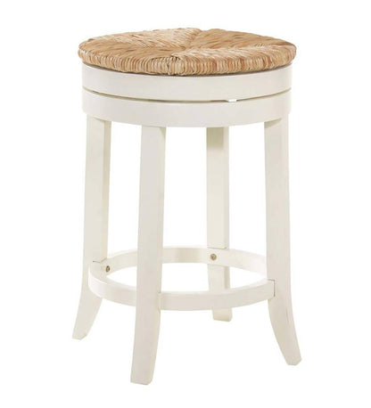 Plow & Hearth Kitchen & Bar Stools Indoor Living 24" Round Rush Seat Swivel Counter Stool - Antique Black