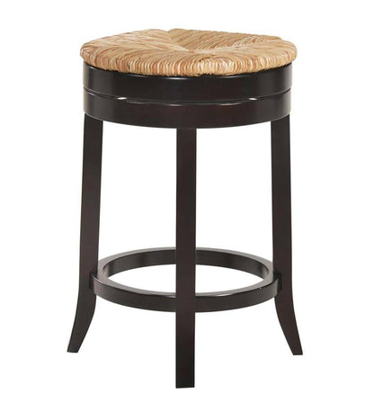 Plow & Hearth Kitchen & Bar Stools Indoor Living 24" Round Rush Seat Swivel Counter Stool - Antique Black