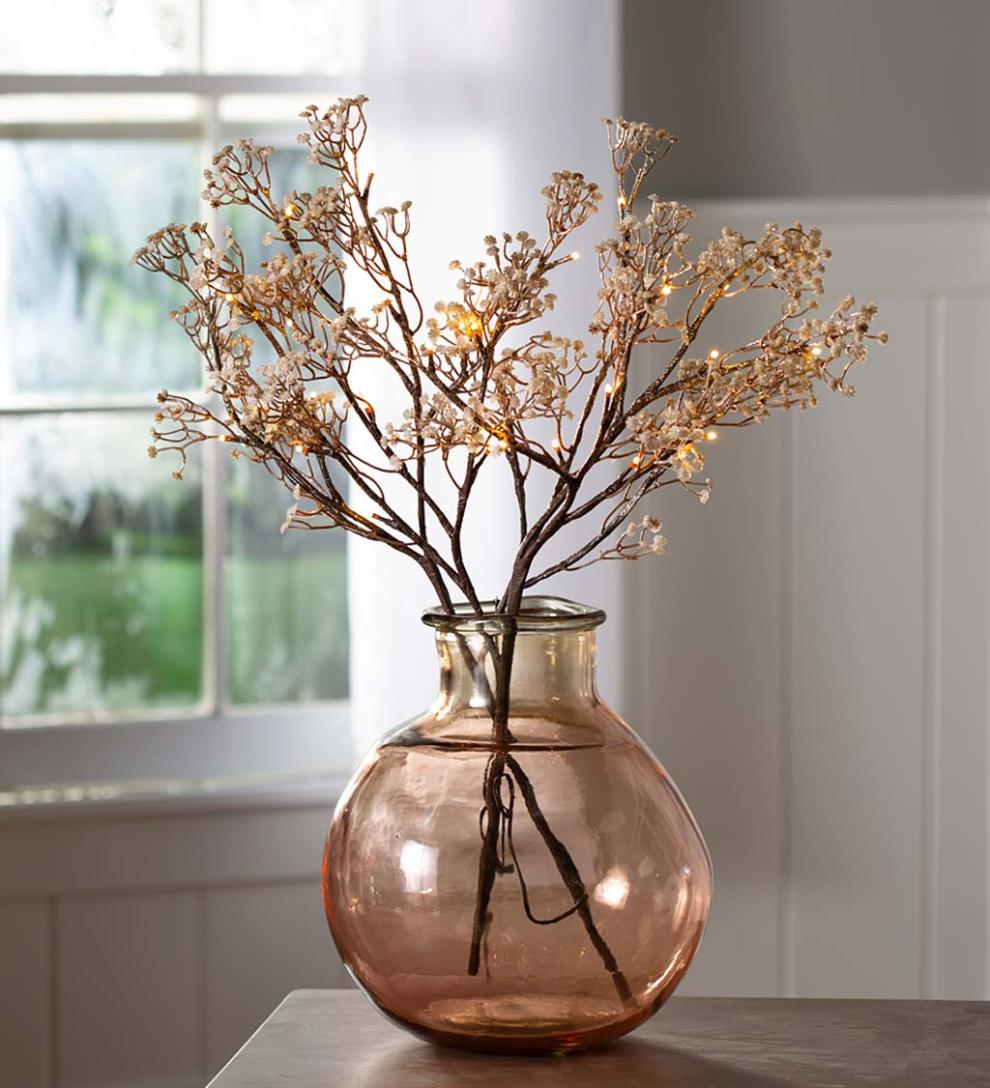 Plow & Hearth Home Accents Indoor Living Indoor/Outdoor Lighted Baby'S Breath Branches, Set Of 2