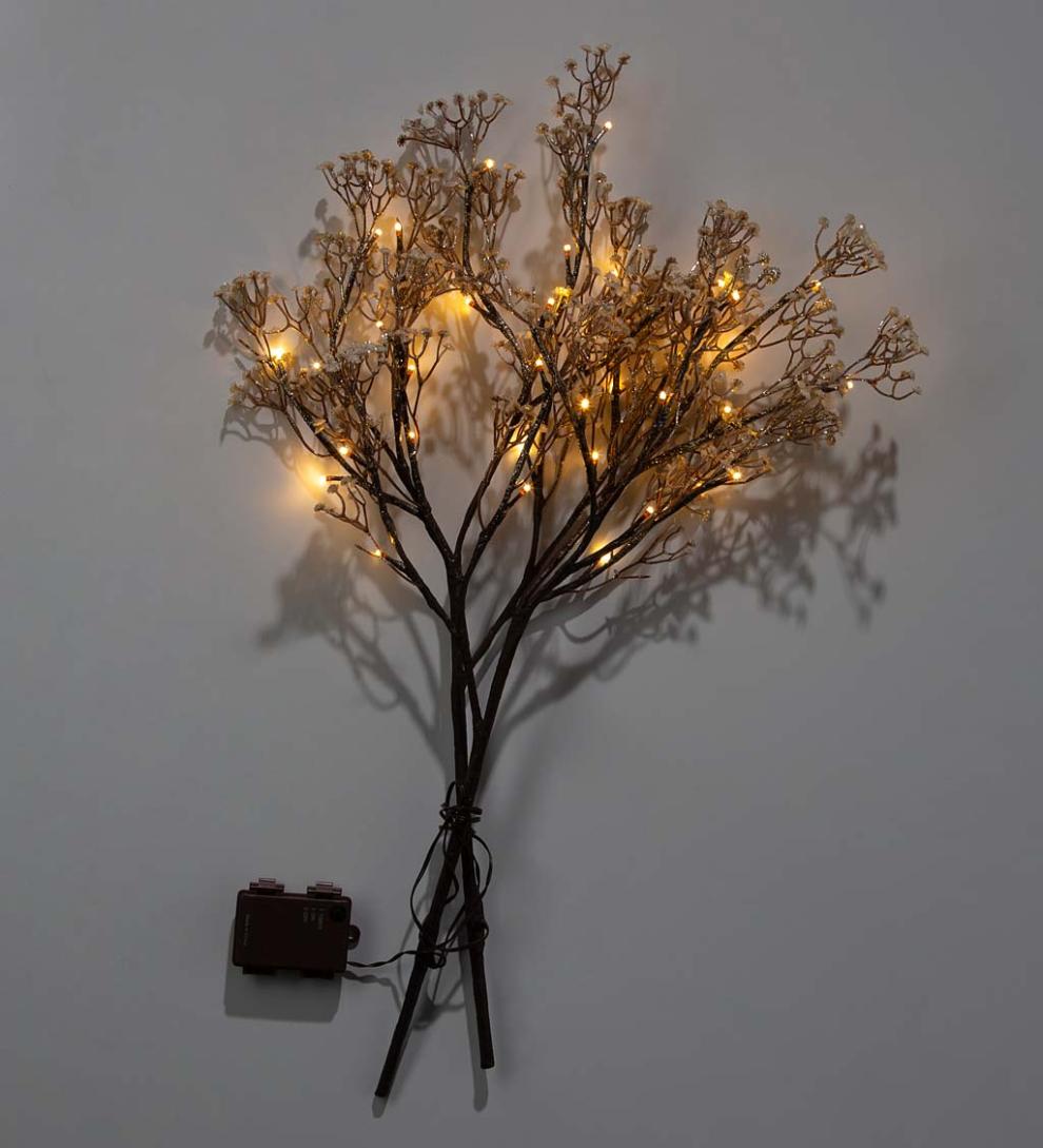 Plow & Hearth Home Accents Indoor Living Indoor/Outdoor Lighted Baby'S Breath Branches, Set Of 2