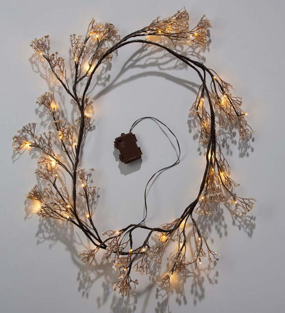 Plow & Hearth Home Accents Indoor Living Indoor/Outdoor Lighted Baby'S Breath Garland With Timer
