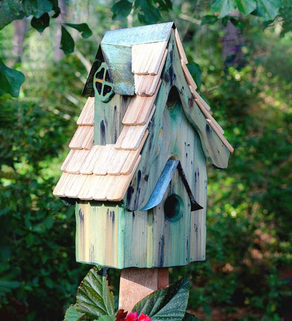 Plow & Hearth Birdhouses Yard & Garden Boyd'S Bungalow Cypress Birdhouse - Blue