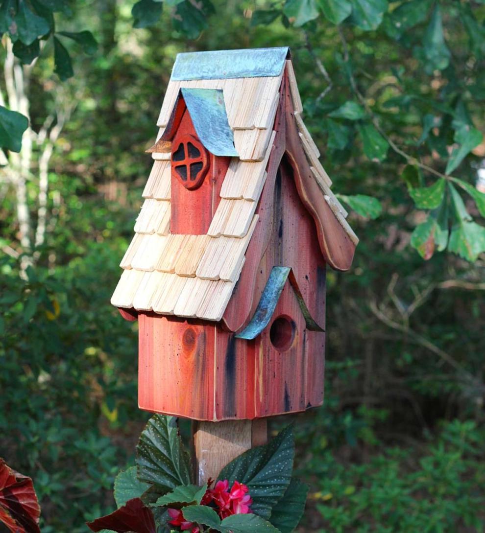 Plow & Hearth Birdhouses Yard & Garden Boyd'S Bungalow Cypress Birdhouse - Blue