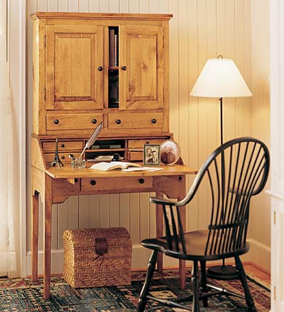 Plow & Hearth Home Office Indoor Living Schoolmaster'S Desk And Hutch