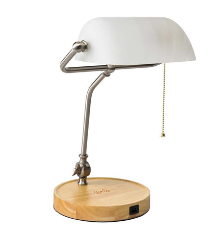 Plow & Hearth Home Accents Indoor Living Banker'S Desk Lamp With Wireless Charging Station