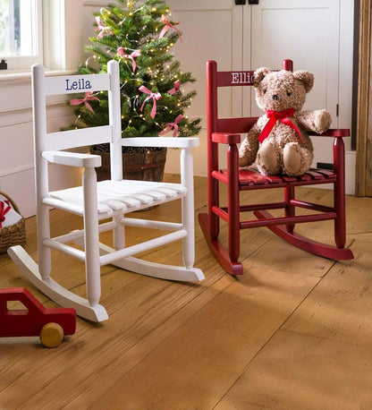 Plow & Hearth Chairs & Rockers Indoor Living Child'S Oak Ladderback Rocker - Optional Personalization