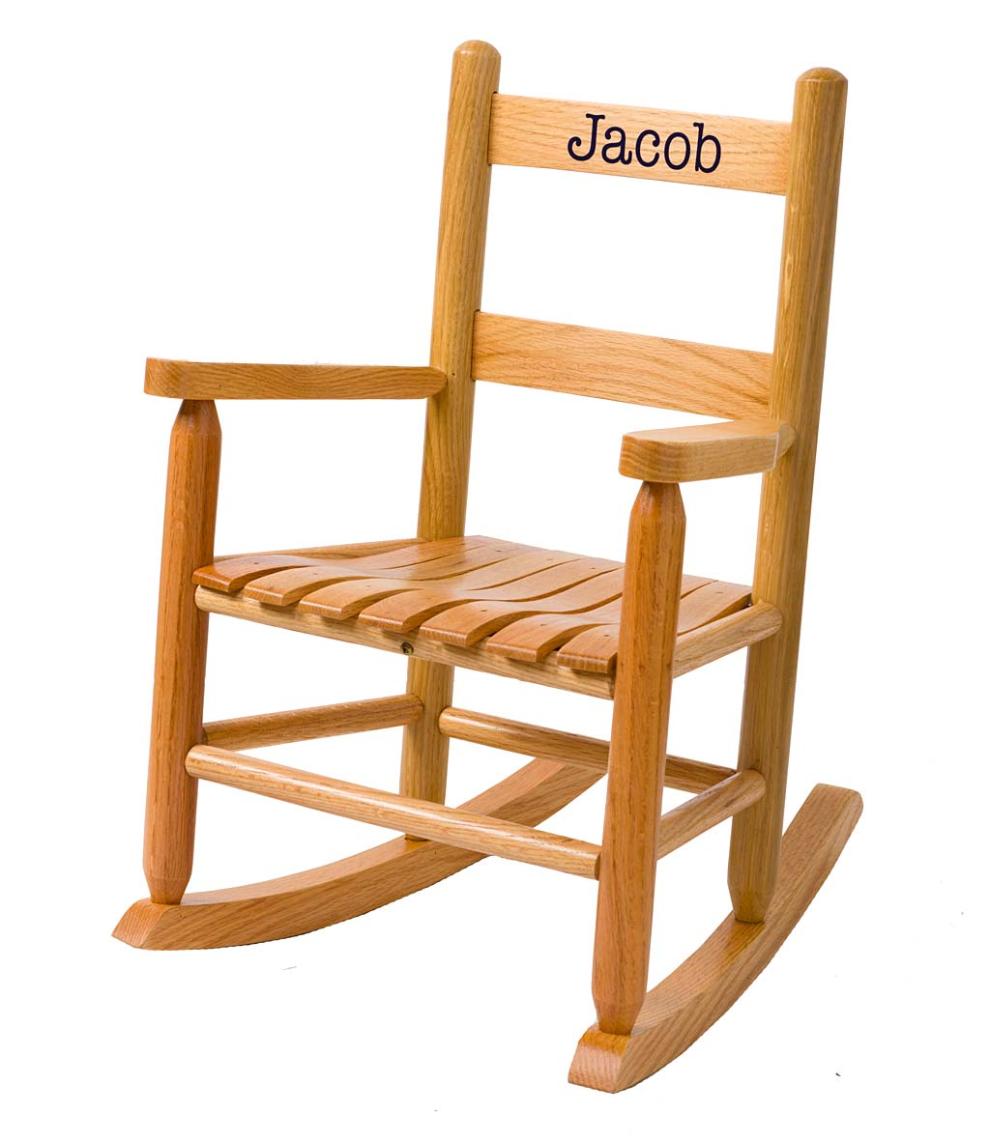 Plow & Hearth Chairs & Rockers Indoor Living Child'S Oak Ladderback Rocker - Optional Personalization