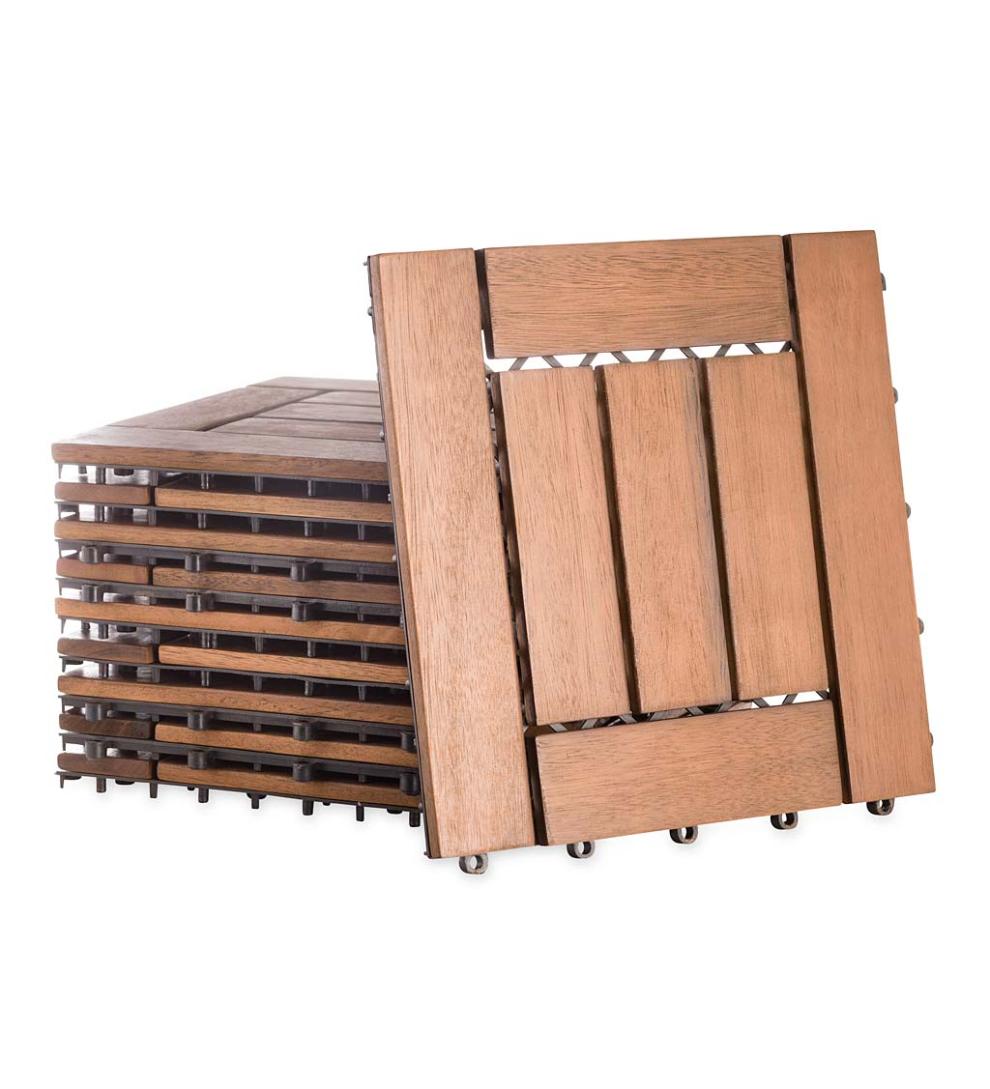 Plow & Hearth Doormats & Boot Trays Outdoor Living 12" Sq. Eucalyptus Wood Tiles, Box Of 12