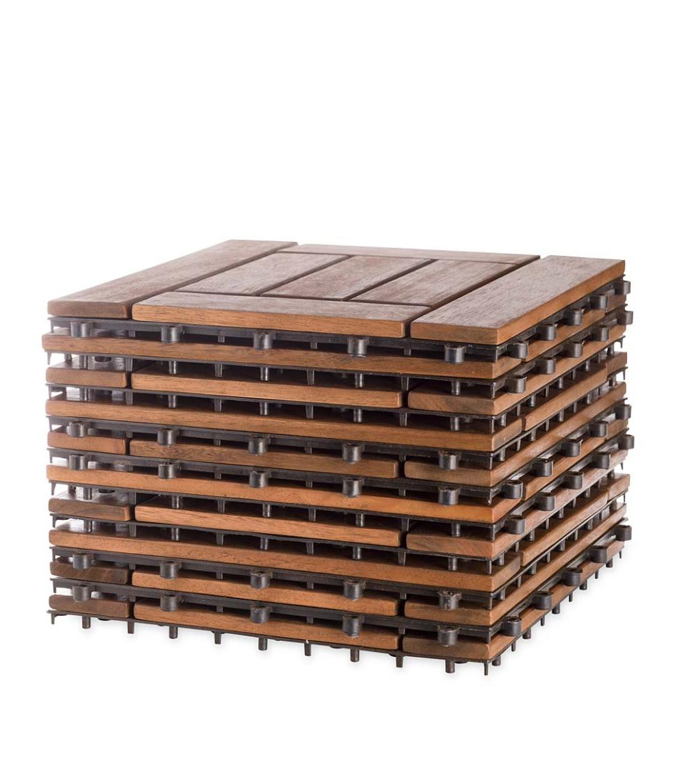 Plow & Hearth Doormats & Boot Trays Outdoor Living 12" Sq. Eucalyptus Wood Tiles, Box Of 12