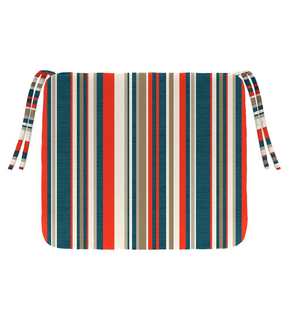Plow & Hearth Outdoor Furniture Cushions Outdoor Living Polyester Classic Chair Cushions With Ties, 16" Sq. X 3" - Forest Hydrangea