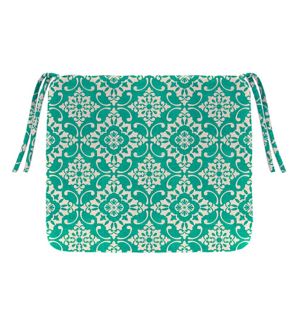 Plow & Hearth Outdoor Furniture Cushions Outdoor Living Polyester Classic Chair Cushions With Ties, 16" Sq. X 3" - Forest Hydrangea
