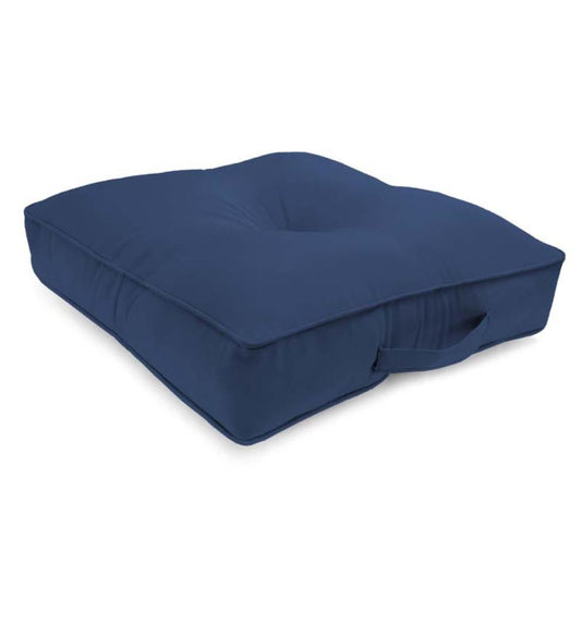 Plow & Hearth Outdoor Furniture Cushions Outdoor Living Sunbrella® Classic Tufted Floor Cushion With Handle, 20"Sq. X 4" - Navy