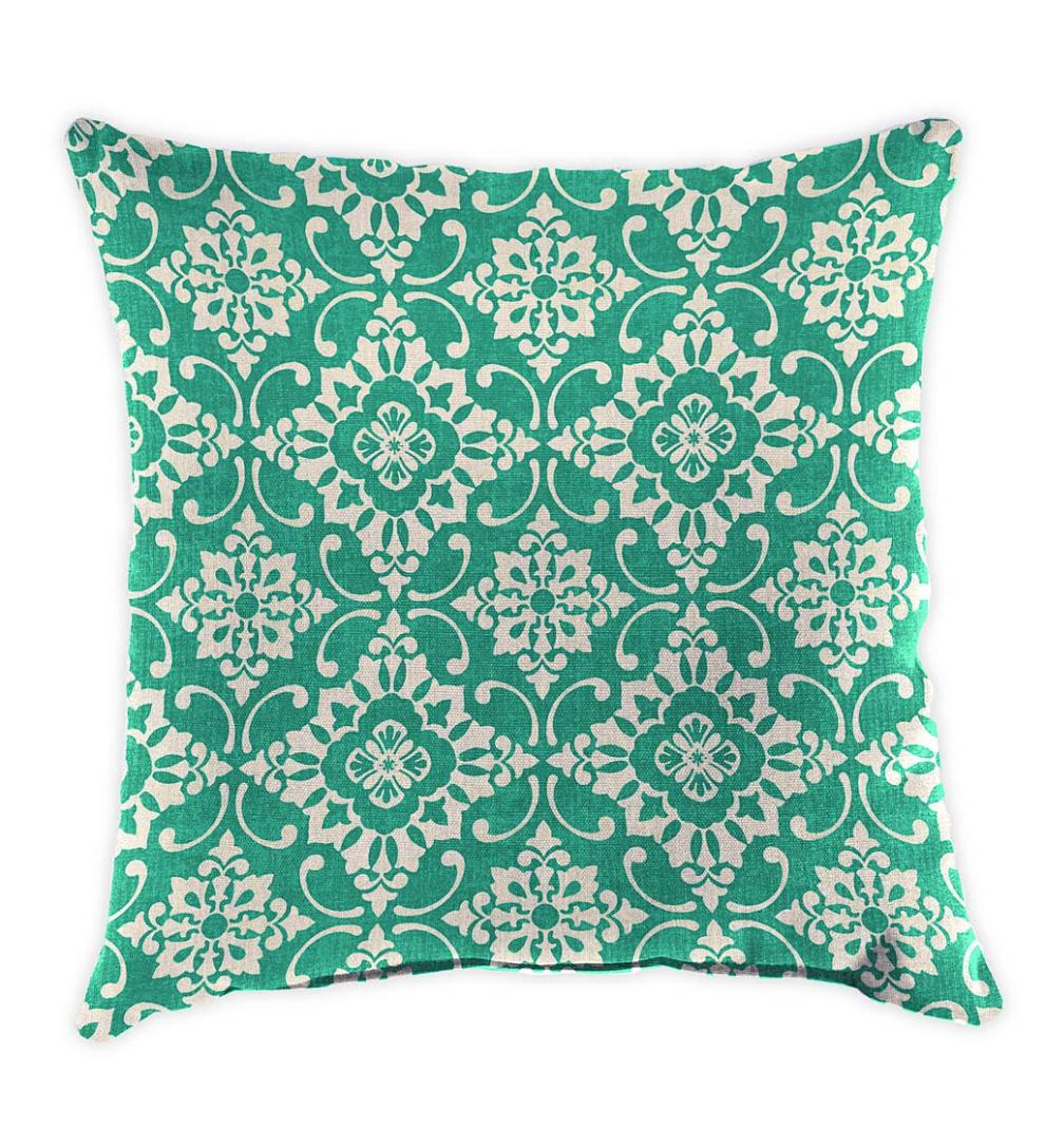 Plow & Hearth Outdoor Furniture Cushions Outdoor Living Polyester Classic Throw Pillow, 15" Sq. X 7" - Rose Garden