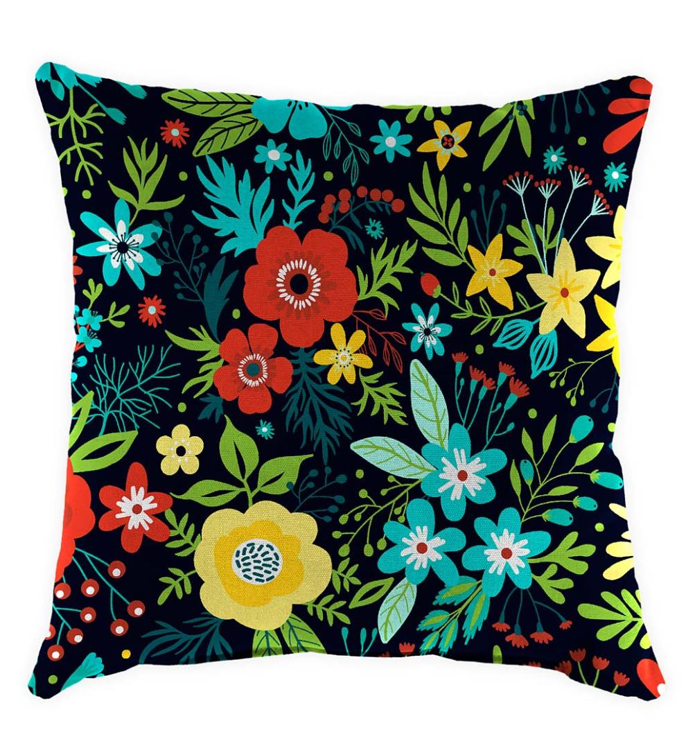Plow & Hearth Outdoor Furniture Cushions Outdoor Living Polyester Classic Throw Pillow, 22" Sq. X 8" - Forest Green
