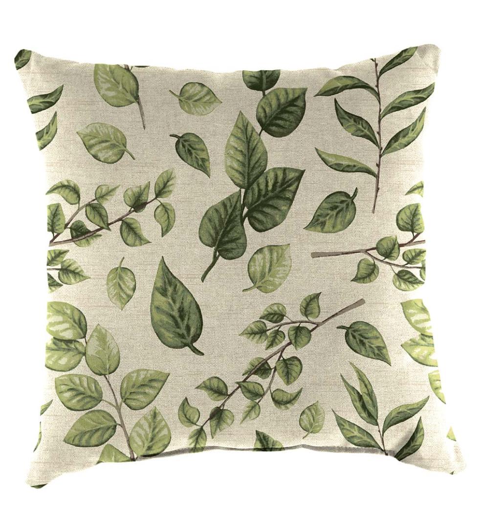 Plow & Hearth Outdoor Furniture Cushions Outdoor Living Polyester Classic Throw Pillow, 22" Sq. X 8" - Forest Green