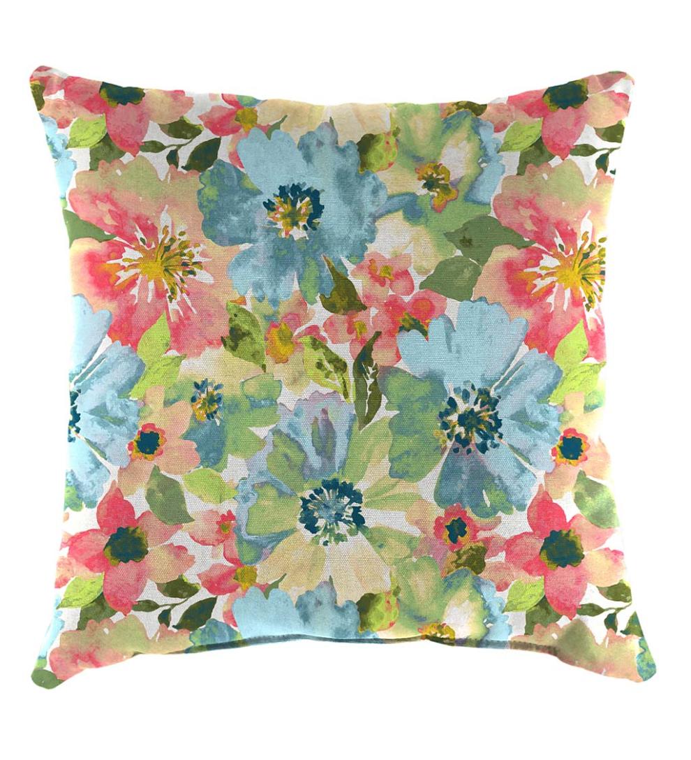 Plow & Hearth Outdoor Furniture Cushions Outdoor Living Polyester Classic Throw Pillow, 22" Sq. X 8" - Forest Green