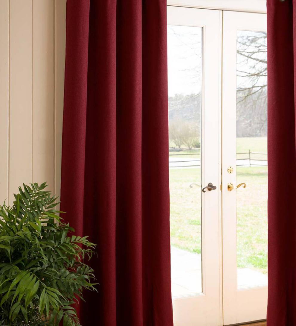 Plow & Hearth Curtain Panels Indoor Living Madison Double-Blackout Back-Tab Patio Panel With Wand, 106"W X 84"L - Driftwood