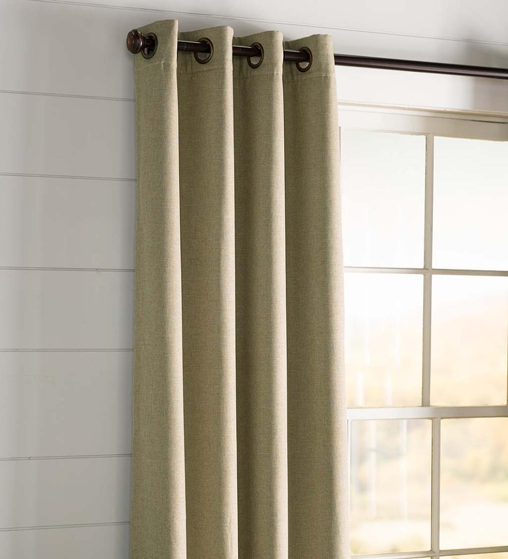 Plow & Hearth Curtain Panels Indoor Living Madison Double-Blackout Grommet Patio Panel With Wand, 106"W X 84"L - Driftwood