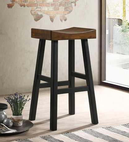 Plow & Hearth Kitchen & Bar Stools Indoor Living 30" Wood Saddle Bar Stool - Antique White