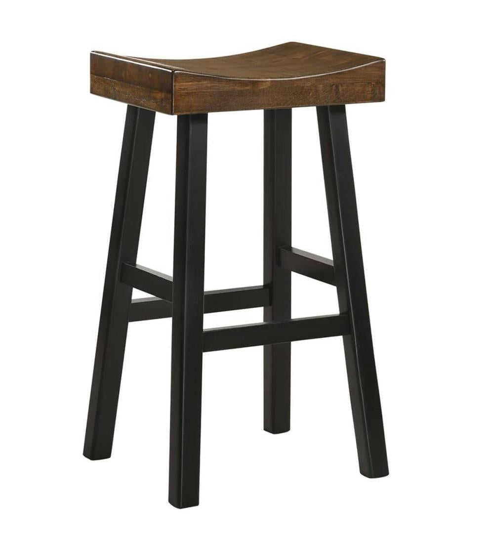 Plow & Hearth Kitchen & Bar Stools Indoor Living 30" Wood Saddle Bar Stool - Antique White