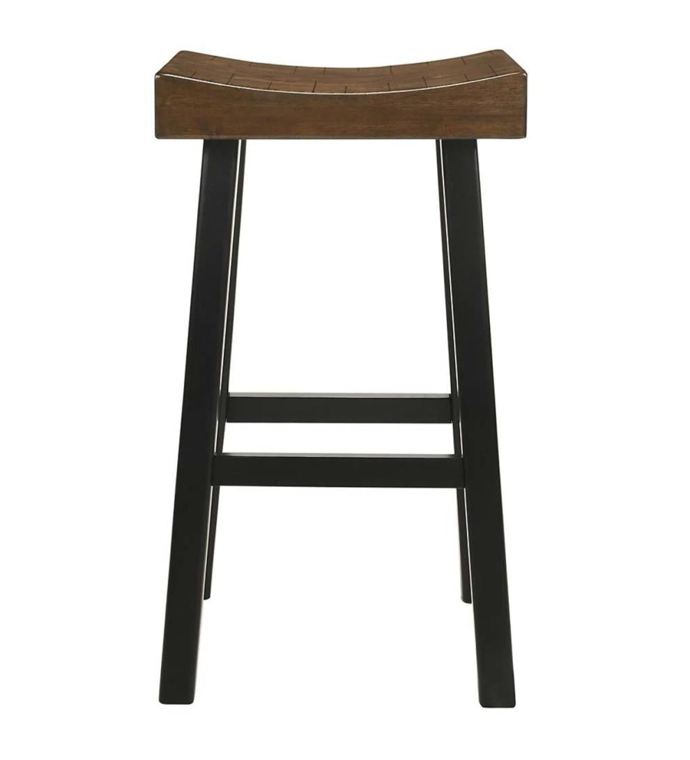Plow & Hearth Kitchen & Bar Stools Indoor Living 30" Wood Saddle Bar Stool - Antique White