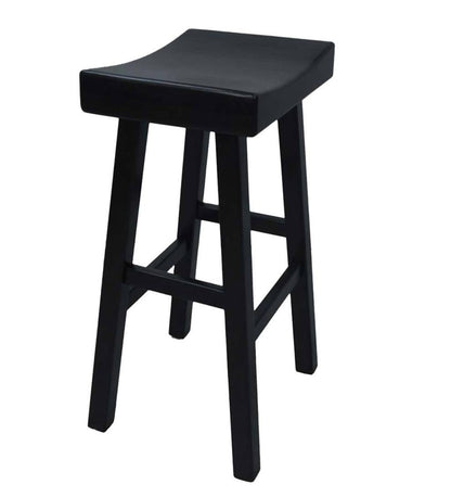 Plow & Hearth Kitchen & Bar Stools Indoor Living 30" Wood Saddle Bar Stool - Antique White