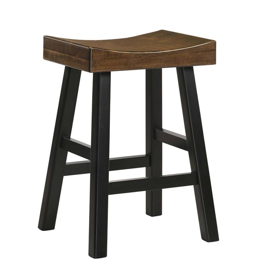 Plow & Hearth Kitchen & Bar Stools Indoor Living 25" Wood Saddle Counter Stool - Antique White