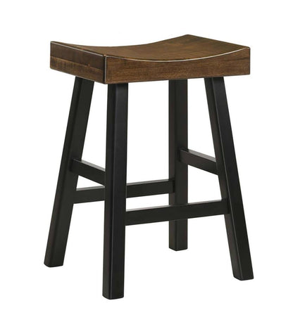 Plow & Hearth Kitchen & Bar Stools Indoor Living 25" Wood Saddle Counter Stool - Antique White
